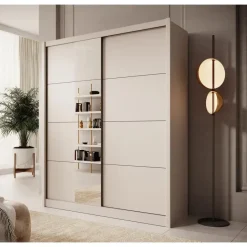 Meubella - Kledingkast Azul - Beige - 180 cm - Met spiegel Outlet