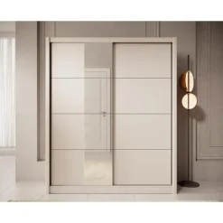 Meubella - Kledingkast Azul - Beige - 180 cm - Met spiegel Outlet