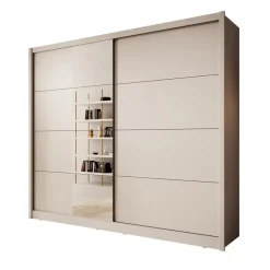 Meubella - Kledingkast Azul - Beige - 251 cm - Met spiegel Clearance