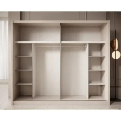 Meubella - Kledingkast Azul - Beige - 251 cm - Met spiegel Clearance