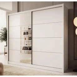 Meubella - Kledingkast Azul - Wit - 251 cm - Met spiegel Discount