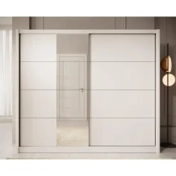 Meubella - Kledingkast Azul - Wit - 251 cm - Met spiegel Discount