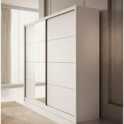 Meubella - Kledingkast Azul - Wit - 251 cm - Met spiegel Discount