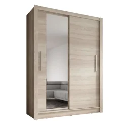 Meubella - Kledingkast Bazarre - Eiken - 155 cm - Met spiegel Outlet