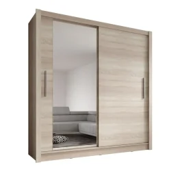 Meubella - Kledingkast Bazarre - Eiken - 205 cm - Met spiegel Sale