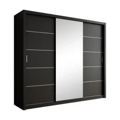 Meubella - Kledingkast Blake - Mat Zwart - 250 cm - Met spiegel