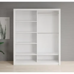 Meubella - Kledingkast Blake - Wit - 180 cm - Met spiegel