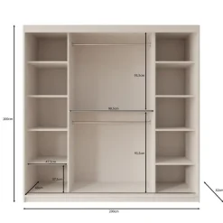 Meubella - Kledingkast Bodhi - Zwart - 200 cm - Met spiegel Clearance