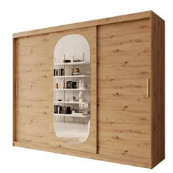 Meubella - Kledingkast Bodhi - Eiken - 250 cm - Met spiegel Best