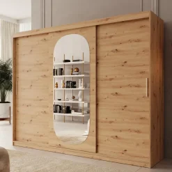 Meubella - Kledingkast Bodhi - Eiken - 250 cm - Met spiegel Best