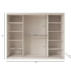 Meubella - Kledingkast Bodhi - Beige - 250 cm - Met spiegel