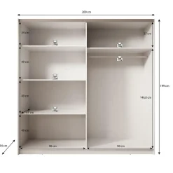 Meubella - Kledingkast Boets - Zwart - Eiken - 200 cm - Met spiegel Outlet