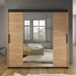 Meubella - Kledingkast Brazil - Eiken - 200 cm - Met spiegel Online