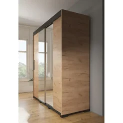 Meubella - Kledingkast Brazil - Eiken - 200 cm - Met spiegel Online