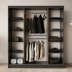 Meubella - Kledingkast Bravanti - Zwart - 180 cm Sale