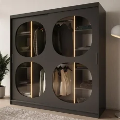 Meubella - Kledingkast Bravanti - Zwart - 200 cm Outlet