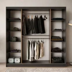 Meubella - Kledingkast Bravanti - Zwart - 200 cm Outlet