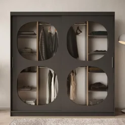 Meubella - Kledingkast Bravanti - Zwart - 200 cm Outlet