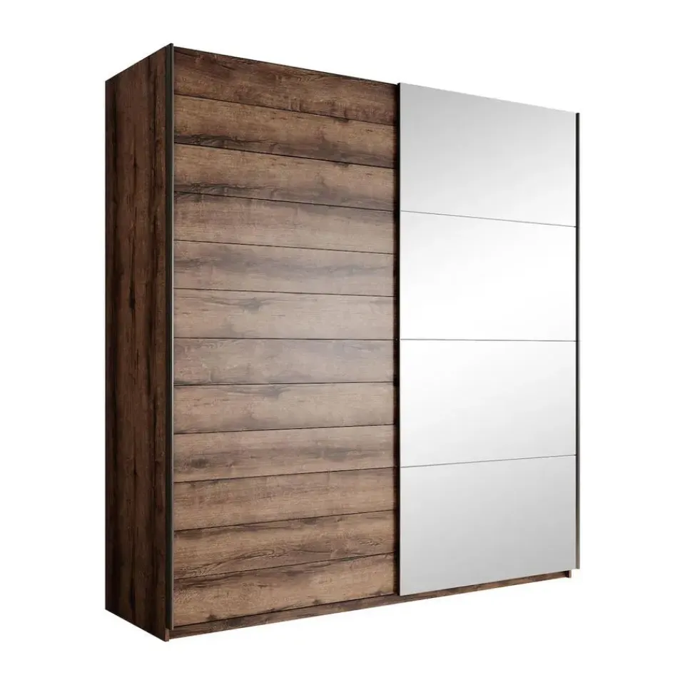 Meubella - Kledingkast Brown - Eiken - 180 cm - Met spiegel Online