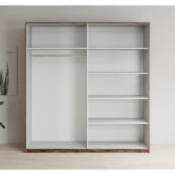 Meubella - Kledingkast Brown - Eiken - 180 cm - Met spiegel Online