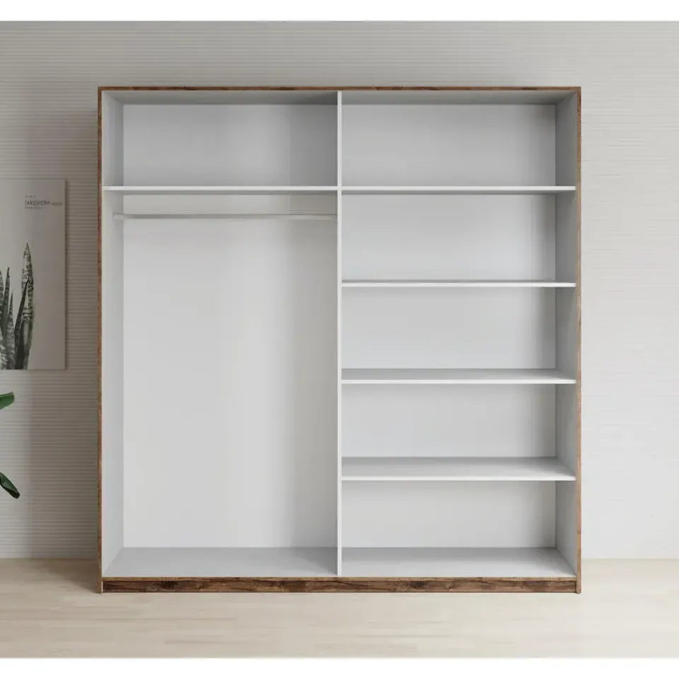 Meubella - Kledingkast Brown - Eiken - 180 cm - Met spiegel Online