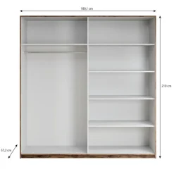 Meubella - Kledingkast Brown - Eiken - 180 cm - Met spiegel Online