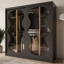 Meubella - Kledingkast Bunaro - Zwart - 200 cm Sale