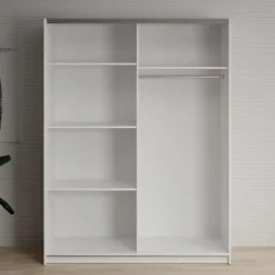 Meubella - Kledingkast Deliryon - Wit - 150 cm - Met spiegel New