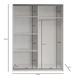 Meubella - Kledingkast Deliryon - Zwart - 150 cm - Met spiegel Outlet