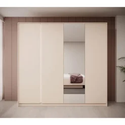 Meubella - Kledingkast Desert - Beige - 220 cm - Met spiegel Online