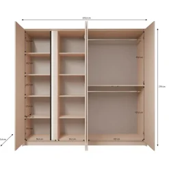 Meubella - Kledingkast Desert - Beige - 220 cm - Met spiegel Online