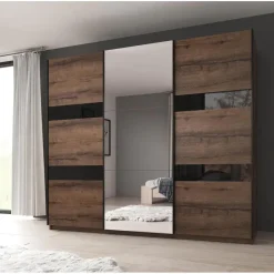 Meubella - Kledingkast Diplo - Eiken - 250 cm - Met spiegel New