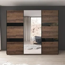 Meubella - Kledingkast Diplo - Eiken - 250 cm - Met spiegel New