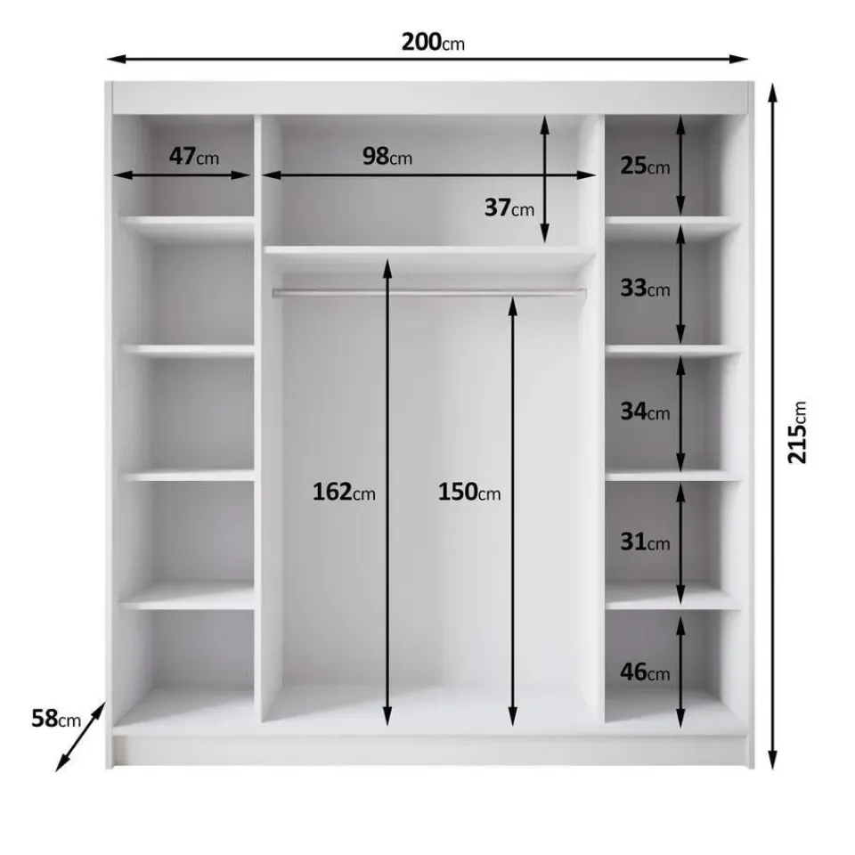Meubella - Kledingkast Eagle - Beige - 200 cm