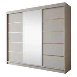 Meubella - Kledingkast Eagle - Beige - 250 cm - Met spiegel Sale