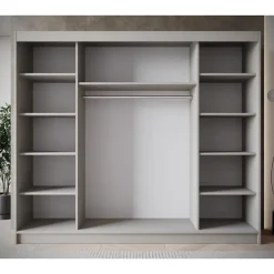 Meubella - Kledingkast Eagle - Beige - 250 cm - Met spiegel Sale