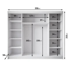 Meubella - Kledingkast Eagle - Beige - 250 cm - Met spiegel Sale