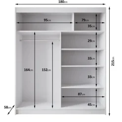 Meubella - Kledingkast Eagle - Zwart - 180 cm - Met spiegel Clearance