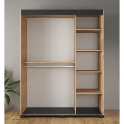 Meubella - Kledingkast Fabio - Eiken - 150 cm - Met spiegel Clearance