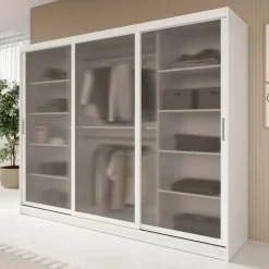 Meubella - Kledingkast Fessaro - Wit - 250 cm Outlet