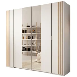 Meubella - Kledingkast Franklin - Wit - 220 cm - Met spiegel Online