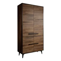 Meubella - Kledingkast Frey - Donker eiken - Zwart - 92 cm Online