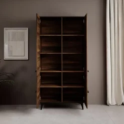 Meubella - Kledingkast Frey - Donker eiken - Zwart - 92 cm Online