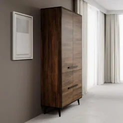 Meubella - Kledingkast Frey - Donker eiken - Zwart - 92 cm Online