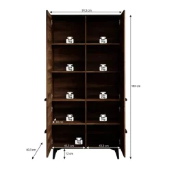 Meubella - Kledingkast Frey - Donker eiken - Zwart - 92 cm Online