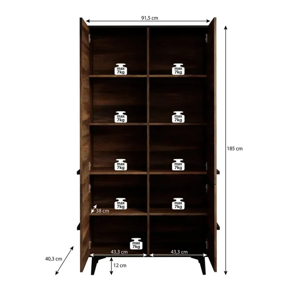 Meubella - Kledingkast Frey - Donker eiken - Zwart - 92 cm Online