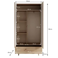 Meubella - Kledingkast Fuzeta - Eiken - 92 cm Online