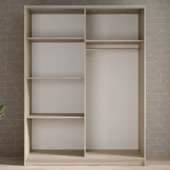 Meubella - Kledingkast Ganaro - Eiken - 150 cm - Met spiegel Hot