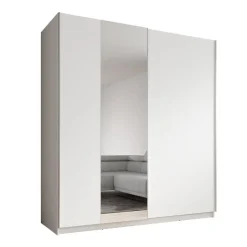 Meubella - Kledingkast Ganaro - Wit - 180 cm - Met spiegel Outlet