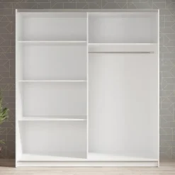 Meubella - Kledingkast Ganaro - Wit - 180 cm - Met spiegel Outlet